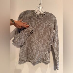 Lululemon Rulu Run Long Sleeve Light Grey Camo Top